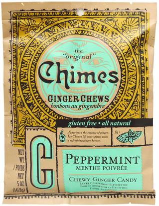 Chimes, Ginger Chews, Peppermint, 5 oz (141.8 g) ,الطعام، الوجبات الخفيفة، الحلوى