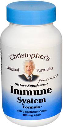 Christophers Original Formulas, Immune System Formula, 400 mg, 100 Veggie Caps ,والصحة، والانفلونزا الباردة والفيروسية، ونظام المناعة