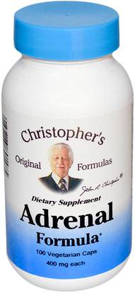 Christophers Original Formulas, Adrenal Formula, 400 mg, 100 Veggie Caps ,المكملات الغذائية، الكظرية، والطاقة