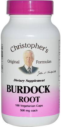 Christophers Original Formulas, Burdock Root, 500 mg, 100 Veggie Caps ,الأعشاب، الجذر الأرقطيون