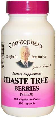 Christophers Original Formulas, Chaste Tree Berries, Vitex, 400 mg, 100 Veggie Caps ,الأعشاب، التوت العفريت