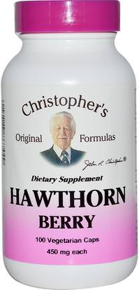Christophers Original Formulas, Hawthorn Berry, 450 mg, 100 Veggie Caps ,الأعشاب، الزعرور