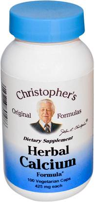 Christophers Original Formulas, Herbal Calcium Formula, 425 mg, 100 Veggie Caps ,المكملات الغذائية، والمعادن، والكالسيوم