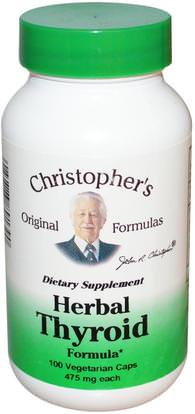 Christophers Original Formulas, Herbal Thyroid Formula, 475 mg, 100 Veggie Caps ,الصحة، الغدة الدرقية