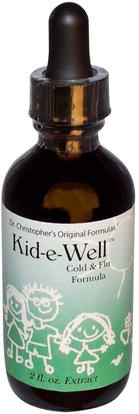 Christophers Original Formulas, Kid-e-Well, Cold & Flu Formula Extract, 2 fl oz ,والصحة، والانفلونزا الباردة والفيروسية والبرد والانفلونزا