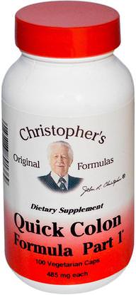Christophers Original Formulas, Quick Colon Formula, Part 1, 485 mg, 100 Veggie Caps ,الصحة، السموم، تطهير القولون