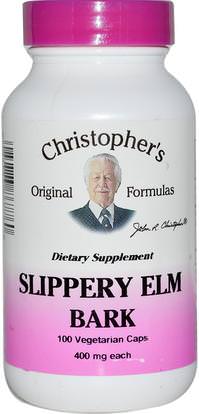 Christophers Original Formulas, Slippery Elm Bark, 400 mg, 100 Veggie Caps ,الأعشاب، الزعنفة الدردار