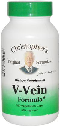 Christophers Original Formulas, V-Vein Formula, 500 mg, 100 Veggie Caps ,والصحة، والنساء، ودوالي الوريد الرعاية، والبواسير، ومنتجات البواسير