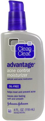 Clean & Clear, Advantage, Acne Control Moisturizer, 4 fl oz (118 ml) ,الجمال، العناية بالوجه، الكريمات المستحضرات، الأمصال، الصحة، حب الشباب، نوع الجلد حب الشباب الجلد المعرضة