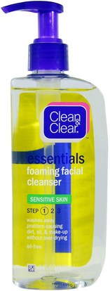 Clean & Clear, Essentials, Foaming Facial Cleanser, 8 fl oz (240 ml) ,الجمال، العناية بالوجه، منظفات الوجه
