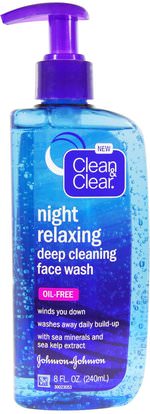 Clean & Clear, Night Relaxing Deep Cleaning Face Wash, 8 fl oz (240 ml) ,الجمال، العناية بالوجه، منظفات الوجه