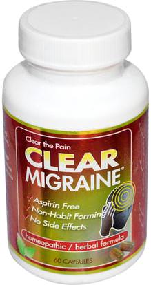 Clear Products, Clear Migraine, 60 Capsules ,الصحة، الصداع