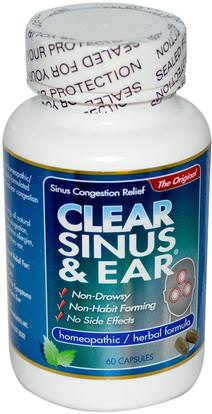 Clear Products, Clear Sinus & Ear, 60 Capsules ,المكملات الغذائية، المثلية، الأذن السمع وطنين الأذن، السمع المنتجات