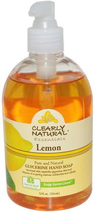 Clearly Natural, Essentials, Glycerine Hand Soap, Lemon, 12 fl oz (354 ml) ,حمام، الجمال، الصابون