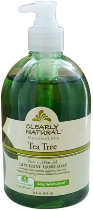 Clearly Natural, Essential, Glycerine Hand Soap, Tea Tree, 12 fl oz (354 ml) ,حمام، الجمال، الصابون
