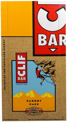 Clif Bar, Energy Bar, Carrot Cake, 12 Bars, 2.40 oz (68 g) Each ,المكملات الغذائية، الحانات الغذائية