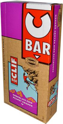 Clif Bar, Energy Bar, Chocolate Chip Peanut Crunch, 12 Bars, 2.4 oz (68 g) Each ,والرياضة، والبروتين أشرطة