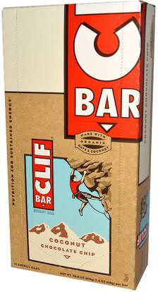 Clif Bar, Energy Bar, Coconut Chocolate Chip, 12 Bars, 2.4 oz (68 g) Each ,والرياضة، والبروتين أشرطة
