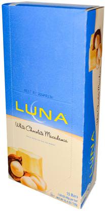 Clif Bar, Luna, Whole Nutrition Bar For Women, White Chocolate Macadamia, 15 Bars, 1.69 oz (48 g) Each ,والصحة، والمرأة، والمنتجات الرياضية النسائية