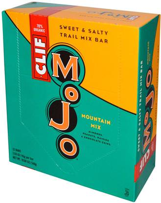 Clif Bar, Mojo, Sweet & Salty Trail Mix Bar, Mountain Mix, 12 Bars, 1.59 oz (45 g) Each ,الطعام، الوجبات الخفيفة، الوجبات الصحية الصحية، المكملات الغذائية، الحانات الغذائية