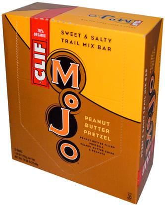 Clif Bar, Mojo, Sweet & Salty Trail Mix Bar, Peanut Butter Pretzel, 12 Bars, 1.59 oz (45 g) ,الطعام، الوجبات الخفيفة، الوجبات الصحية الصحية، المكملات الغذائية، الحانات الغذائية