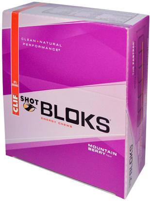 Clif Bar, Shot Bloks Energy Chews, Mountain Berry, 18 Packets, 2.1 oz (60 g) Each ,والرياضة، بالكهرباء شرب التجديد
