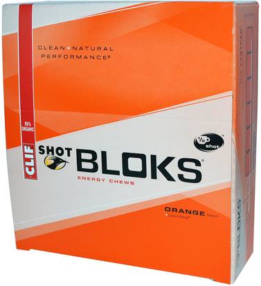 Clif Bar, Shot Bloks Energy Chews, Orange Flavor + Caffeine, 18 Packets, 2.1 oz (60 g) Each ,والرياضة، بالكهرباء شرب التجديد
