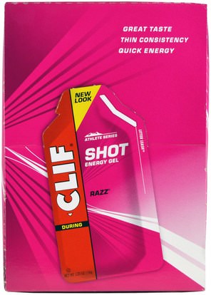 Clif Bar, Shot Energy Gel, Razz, 24 Packets, 1.20 oz (34 g) Each ,والرياضة، بالكهرباء شرب التجديد