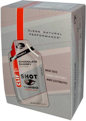Clif Bar, Shot Turbo Energy Gel, Chocolate Cherry + Caffeine, 24 Packets, 1.2 oz (34 g) Each ,والرياضة، بالكهرباء شرب التجديد