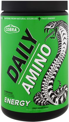 Cobra Labs, Daily Amino, Energy, Crisp Green Apple, 9.0 oz (255 g) ,والرياضة، والمكملات الغذائية، بكا (متفرعة سلسلة الأحماض الأمينية)