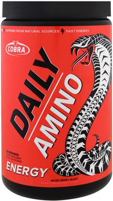 Cobra Labs, Daily Amino, Energy, Mixed Berry Blast, 9.0 oz (255 g) ,والرياضة، والمكملات الغذائية، بكا (متفرعة سلسلة الأحماض الأمينية)