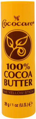 Cococare, 100% Cocoa Butter, The Yellow Stick, 1 oz (28 g) ,والصحة، والجلد، زبدة الكاكاو، وتمتد علامات ندبات