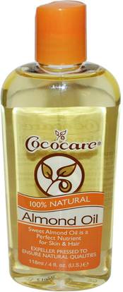 Cococare, 100% Natural Almond Oil, 4 fl oz (118 ml) ,الصحة، جلد، زيت اللوز، توبيكال، حمم، الجمال، دقة بالغة، فروة الرأس
