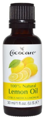 Cococare, 100% Natural Lemon Oil, Citrus Medica Limonum, 1 fl oz (30 ml) ,حمام، الجمال، الروائح الزيوت الأساسية، زيت الليمون