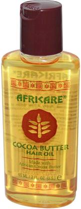 Cococare, Africare, Cocoa Butter Hair Oil, 2 fl oz (60 ml) ,الصحة، الجلد، زبدة الكاكاو، زيت التدليك
