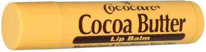 Cococare, Cocoa Butter Lip Balm.15 oz (4.2 g) ,حمام، جمال، العناية الشفاه، بلسم الشفاه، الصحة، الجلد، زبدة الكاكاو