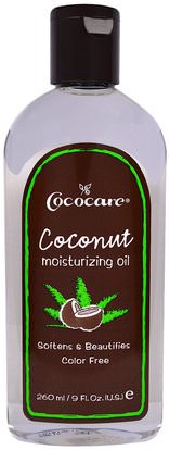 Cococare, Coconut Moisturizing Oil, 9 fl oz (260 ml) ,حمام، جمال، زيت جوز الهند، زيت التدليك