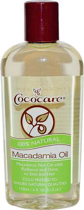 Cococare, Macadamia Oil, 4 fl oz (118 ml) ,الصحة، الجلد، زيت التدليك، حمام، الجمال، الشعر، فروة الرأس