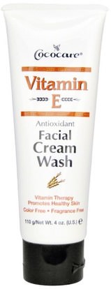 Cococare, Vitamin E, Antioxidant Facial Cream Wash, 4 oz (110 g) ,الصحة، الجلد، فيتامين e كريم النفط، الجمال، العناية بالوجه، منظفات الوجه