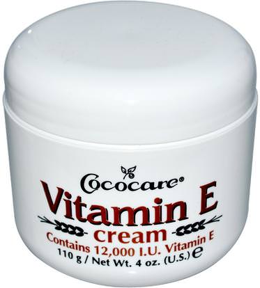Cococare, Vitamin E Cream, 12,000 IU, 4 oz (110 g) ,والصحة، والجلد، فيتامين ه كريم النفط، وتمتد ندبات