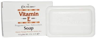 Cococare, Vitamin E Soap, Fragrance Free Antioxidant, 4 oz. (113 g) ,الفيتامينات، فيتامين ه، الصابون