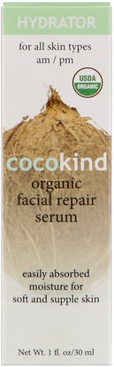 Cocokind, Organic Facial Repair Serum, For All Skin Types, 1 fl oz (30 ml) ,حمام، جمال، زيت زيت جوز الهند، العناية بالوجه، الكريمات المستحضرات، الأمصال