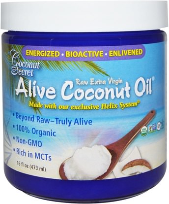 Coconut Secret, Organic Alive Coconut Oil, Raw Extra Virgin, 16 fl oz (473 ml) ,الغذاء، كيتو ودية، زيت جوز الهند