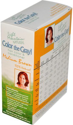 Herb-sa Light Mountain, Color the Gray! Natural Hair Color & Conditioner, Medium Brown, 7 oz (198 g)