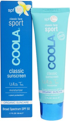 COOLA Organic Suncare Collection, Classic Face Sport, Classic Sunscreen, White Tea, SPF 50, 1.7 fl oz (50 ml) ,الجمال، العناية بالوجه، سف، العناية بالوجه، حمم، سونسكرين