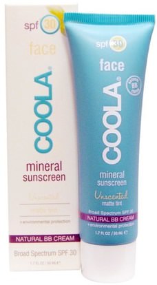 COOLA Organic Suncare Collection, Mineral Face, Mineral Sunscreen, SPF 30, Matte Tint, Unscented, 1.7 fl oz (50 ml) ,حمام، الجمال، واقية من الشمس، سف 30-45