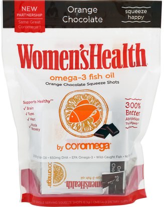 Coromega, Omega-3 Fish Oil, Orange Chocolate Squeeze Shots, 30 Single Serving Squeeze Shots, 2.5 g Each ,المكملات الغذائية، إيفا أوميجا 3 6 9 (إيبا دا)، دا، إيبا، فيش أويل