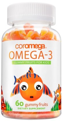 Coromega, Omega-3, Gummy Fruits For Kids, 60 Gummy Fruits ,المكملات الغذائية، إيفا أوميجا 3 6 9 (إيبا دا)، دا، إيبا