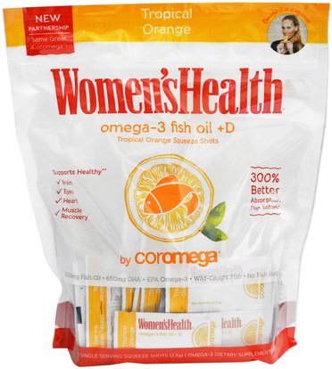 Coromega, Omega-3, Tropical Squeeze +D, Tropical Orange, 120 Packets, 2.5 g Each ,المكملات الغذائية، إيفا أوميجا 3 6 9 (إيبا دا)، دا، إيبا