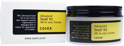 Cosrx, Advanced Snail 92, All in One Cream, 100 ml ,حمام، الجمال، العناية بالوجه، الكريمات المستحضرات، الأمصال